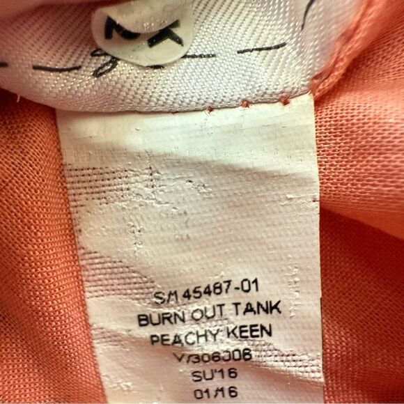 Banana Republic Orange Peach Floral Burn Out Tank Top Peachy Keen Womens Size XS - Picture 5 of 7